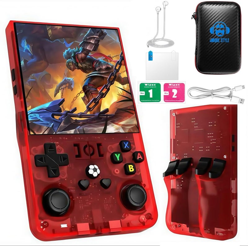 MYCHA Store 2025 Upgraded R36MAX Retro Handheld Game Console,128GB Built-in 22,000+ Classic Games,Portable Open Source Linux System,4.0-inch 4K HD IPS Screen & Video Player (Red 128G) - Image 1